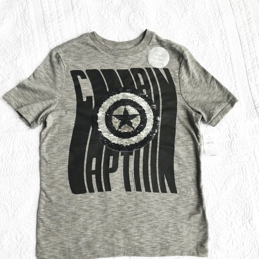 Captain America Gap Sequin shirt Boys M